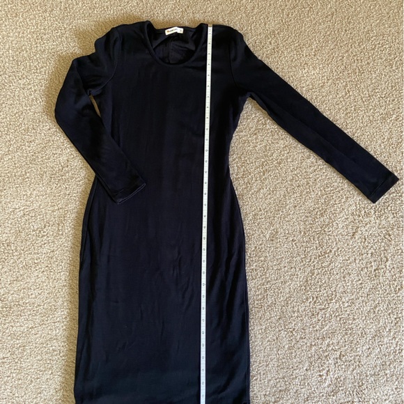 Marine Layer Lexi Rib Long Sleeve Midi Dress in Black - Picture 7 of 15